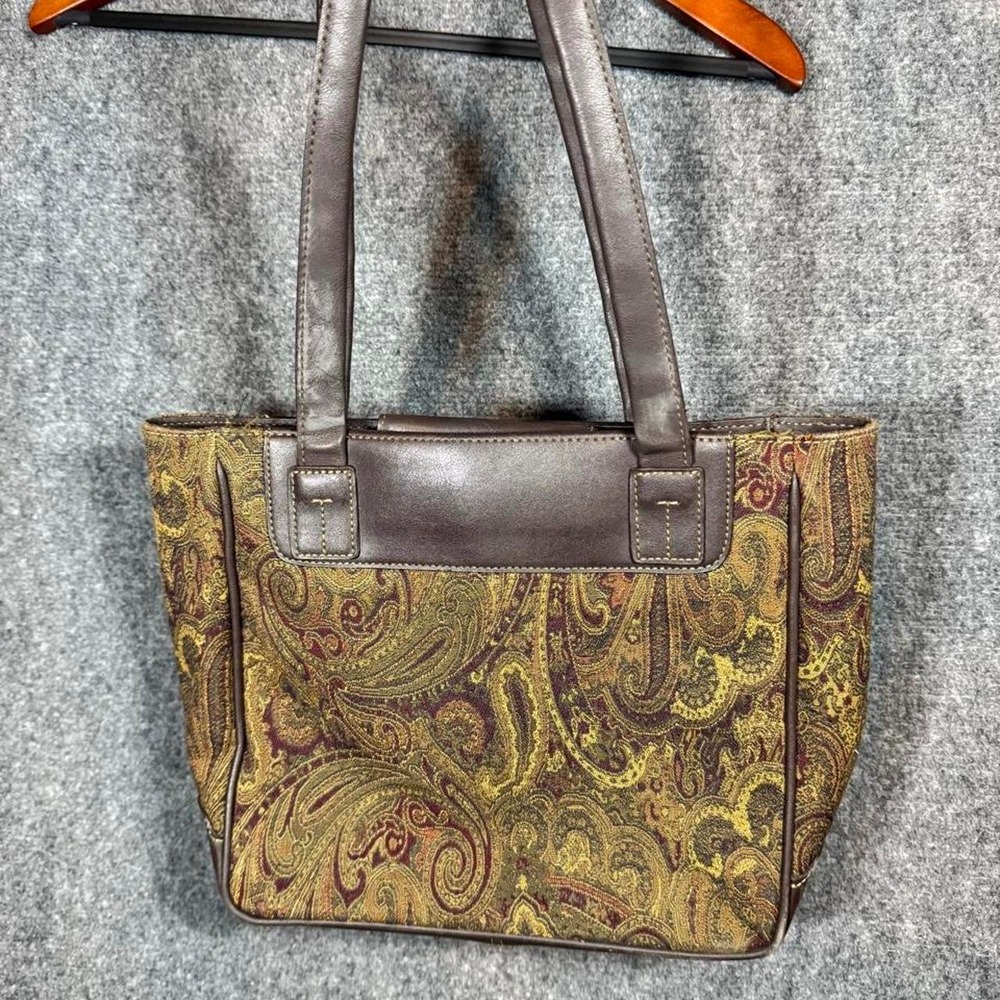 Worthington Brown Gold Paisley Tapestry Tote Bag Business Work Shoulder Bag
